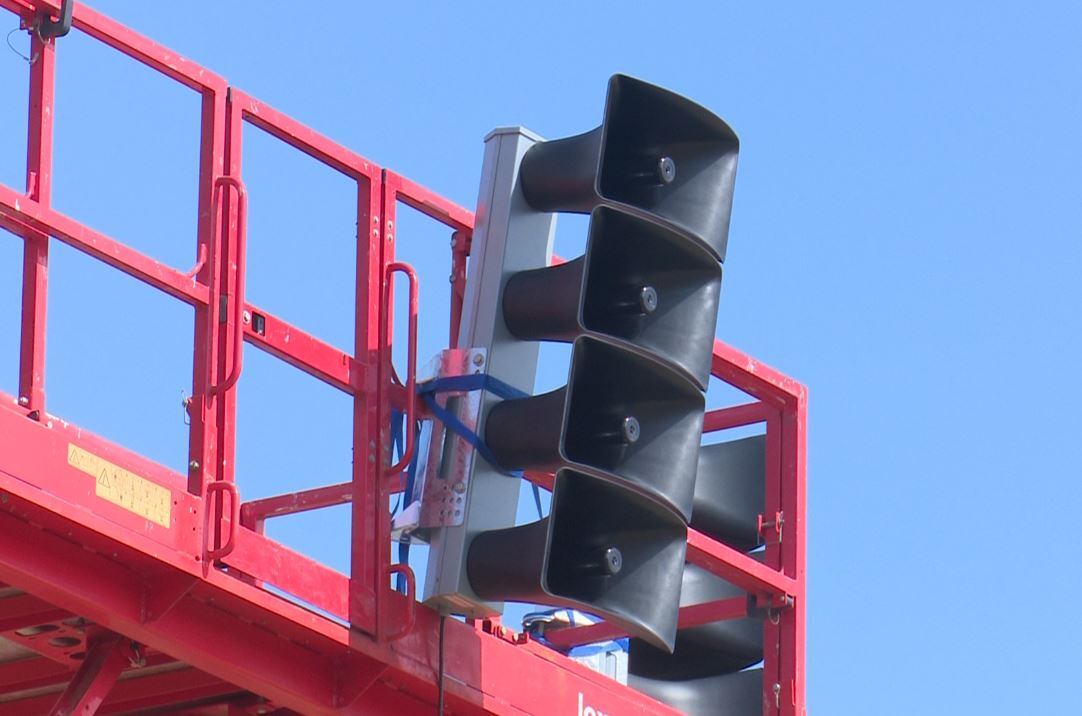 Sistema de megafonía que se ha probado hoy en Gandia.