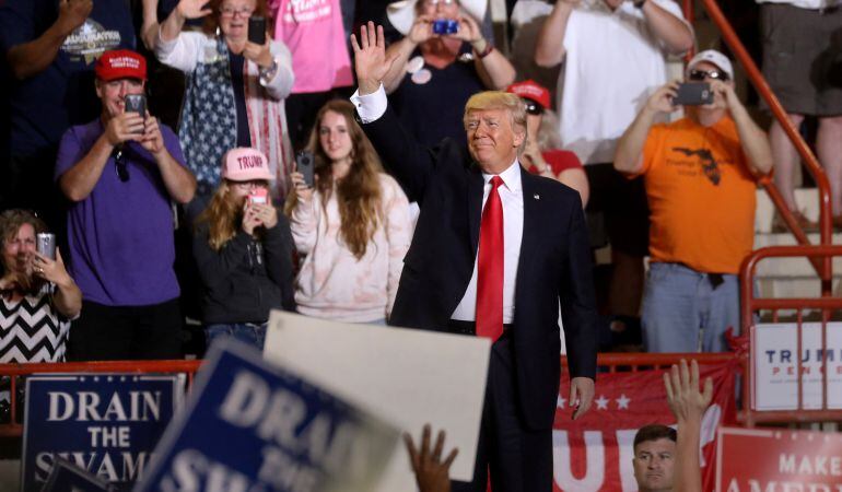 El presidente de EEUU, Donald Trump, en un mítin en Pensilvania.