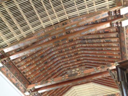 Detalle del artesonado restaurado