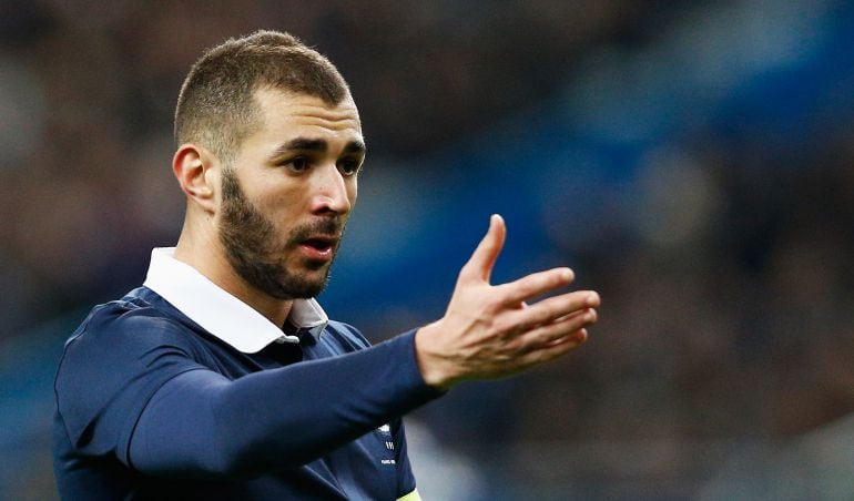 Karim Benzema, durante un partido con la Selección Francesa.