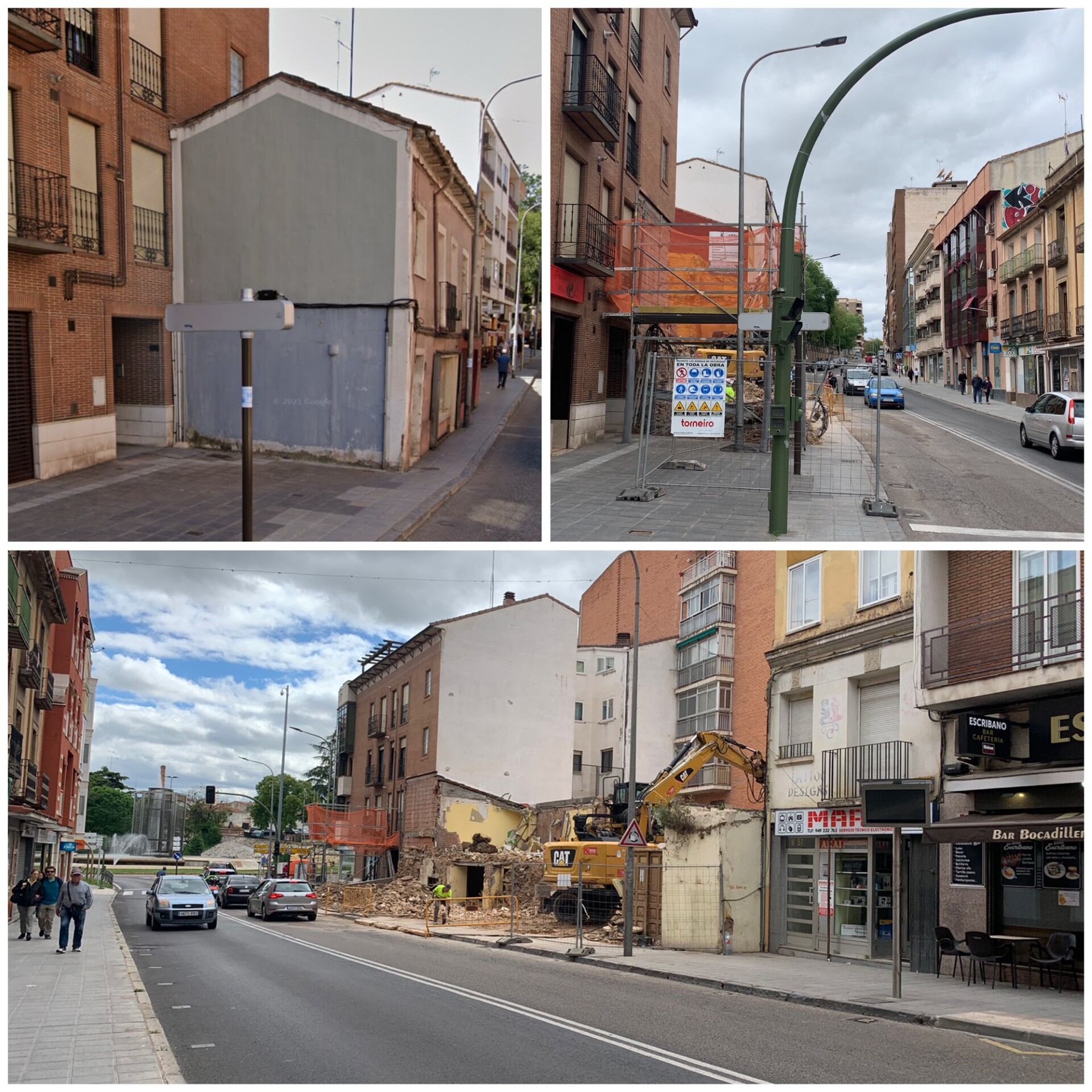 Vivienda expropiada en La Carrera antes y después de la demolición