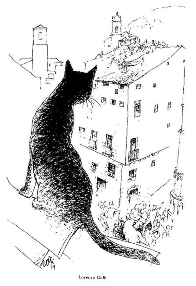 La Vaquilla de San Mateo vista por Goñi, con su gato.