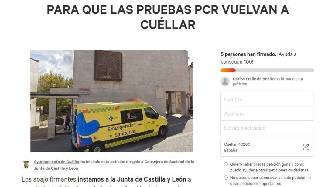 Campaña de recogida de firmas para que las PCR se vuelvan a realizar en Cuéllar