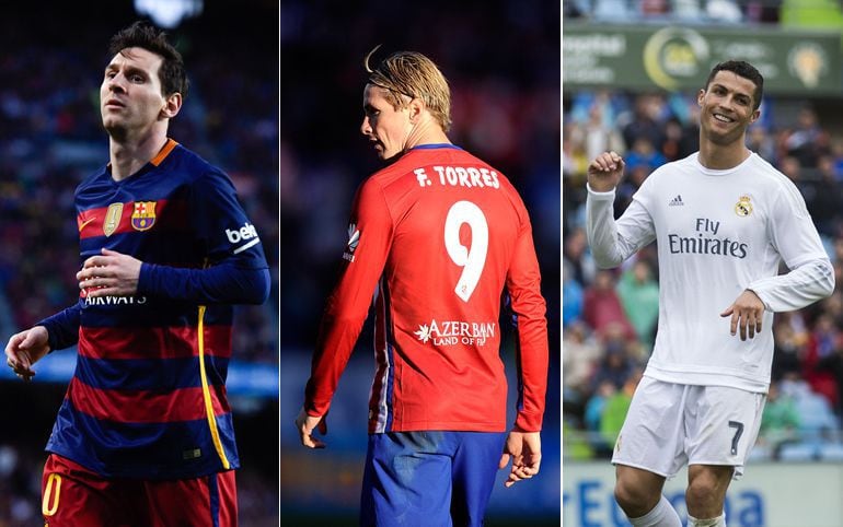 Messi, Fernando Torres y Cristiano Ronaldo