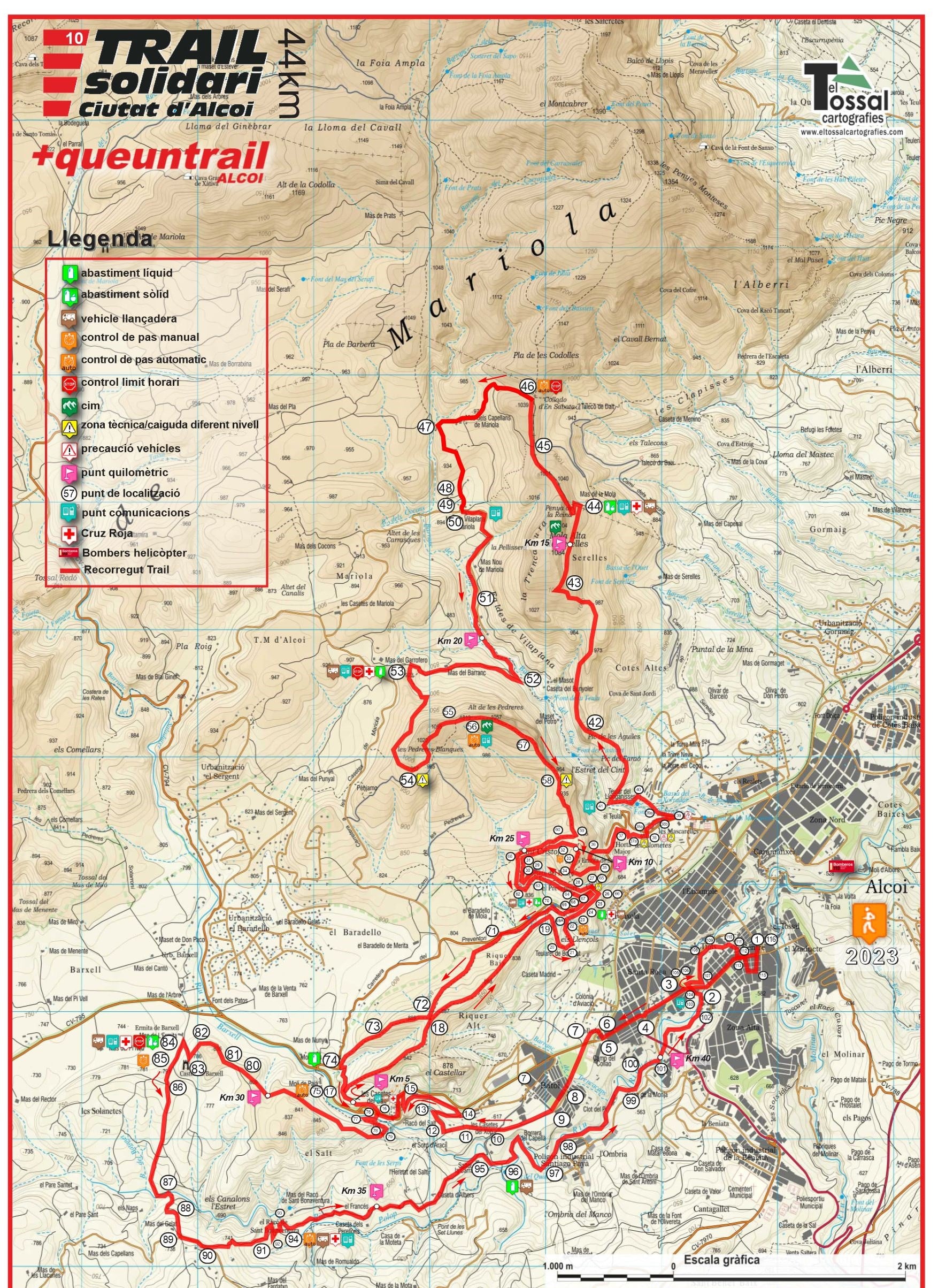 Mapa Trail Solidari Alcoi con los cambios