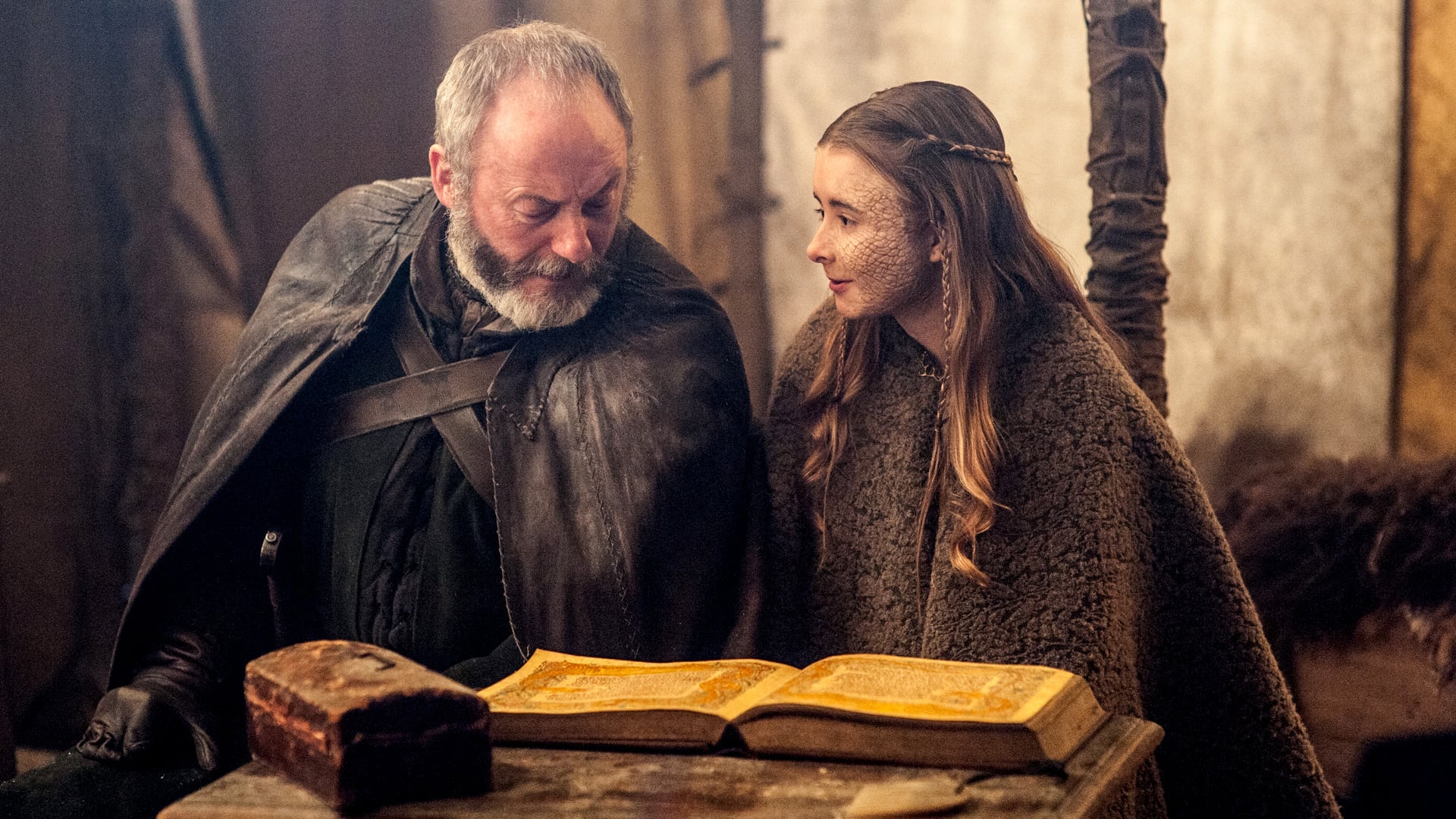 Shireen Baratheon y Davos Seaworth.