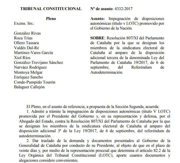 Resolución del Tribunal Constitucional