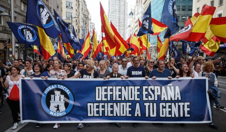 Manifestación del grupo ultraderechista Hogar Social Madrid.