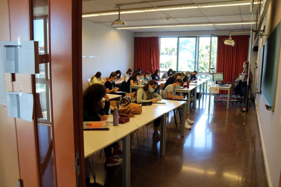 Àula de la URV durant el primer dia de classes