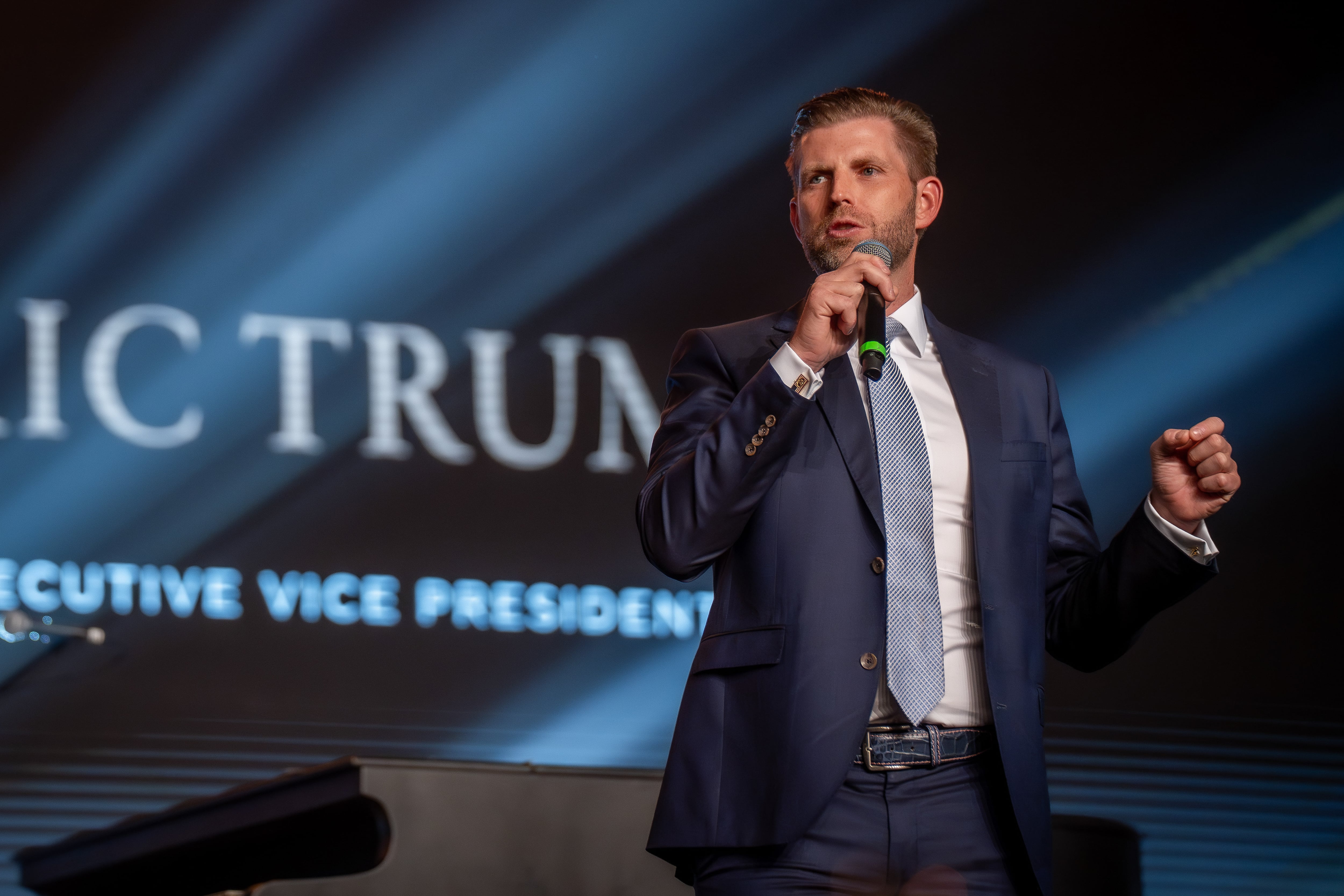 El hijo del presidente de Estados Unidos, Eric Trump, durante un acto.