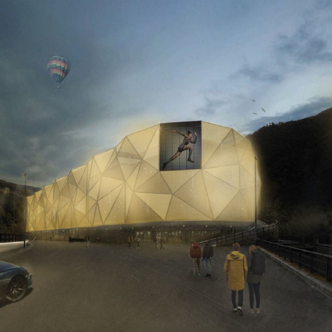 Simulació de la futura façana del nou centre comercial Epizen que substituirà el Punt de Trobada.