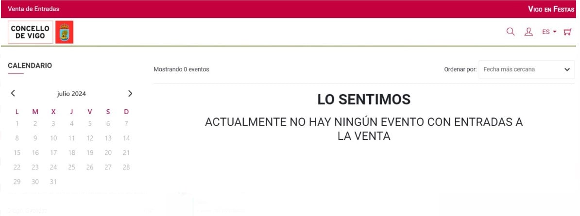 Sin entradas en la web pasadas las once de la mañana.