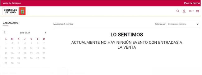 Sin entradas en la web pasadas las once de la mañana.