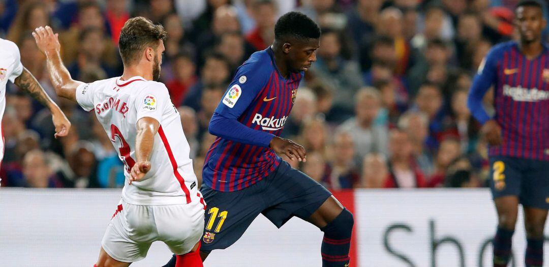 Dembélé, durante el partido ante el Sevilla del pasado fin de semana