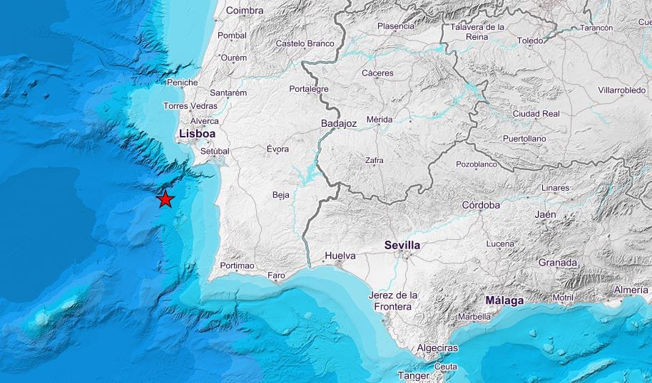 Se ha registrado este lunes un terremoto de magnitud 5,5 al sur de Portugal