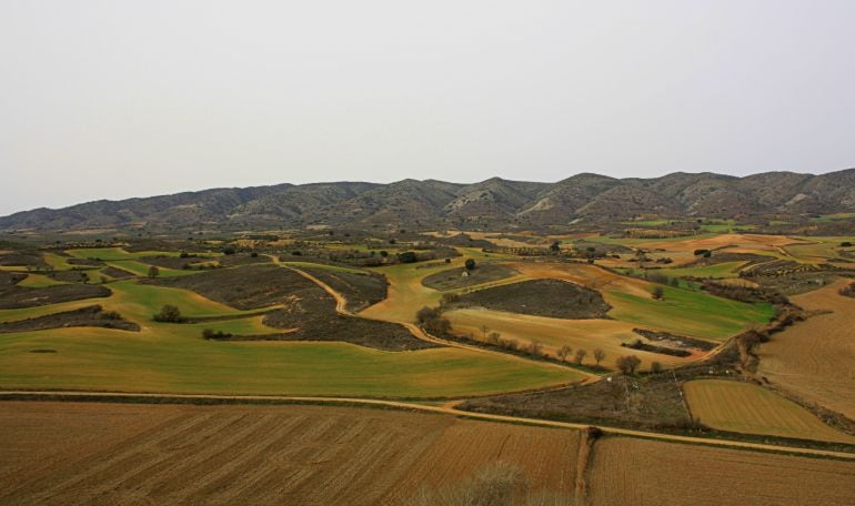 Vistas de la Sierra de Altomira desde el yacimiento de la Cava, en Garcinarro.