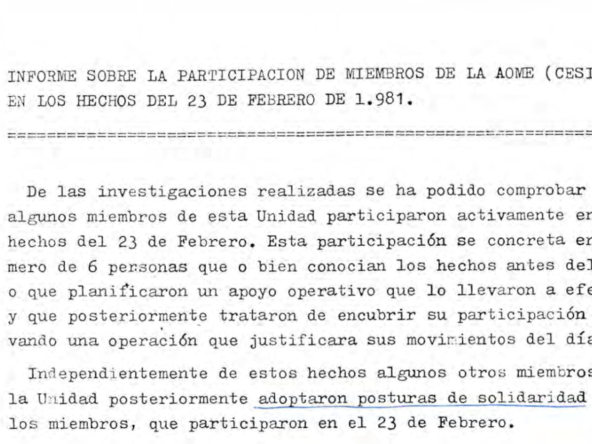 Un informe del servicio secreto admite que seis de sus agentes estuvieron implicados en el golpe de Estado del 23-F