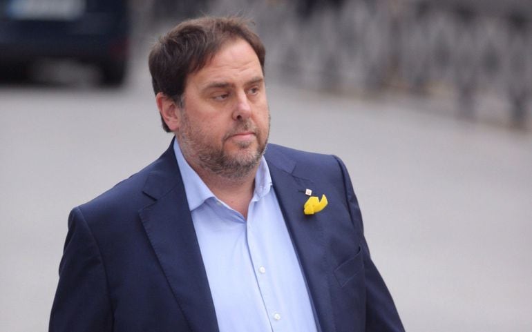 El vicepresidente cesado de la Generalitat de Cataluña, Oriol Junqueras, a su llegada a la sede de la Audiencia Nacional 