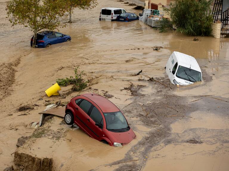 Estado en el que quedaron los coches en  Álora tras el desborde del río Guadalhorce  EFE/Jorge Zapata. / Jorge Zapata (EFE)