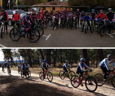 Los cadetes y juveniles (arriba) y los pequeños de la escuela (abajo)