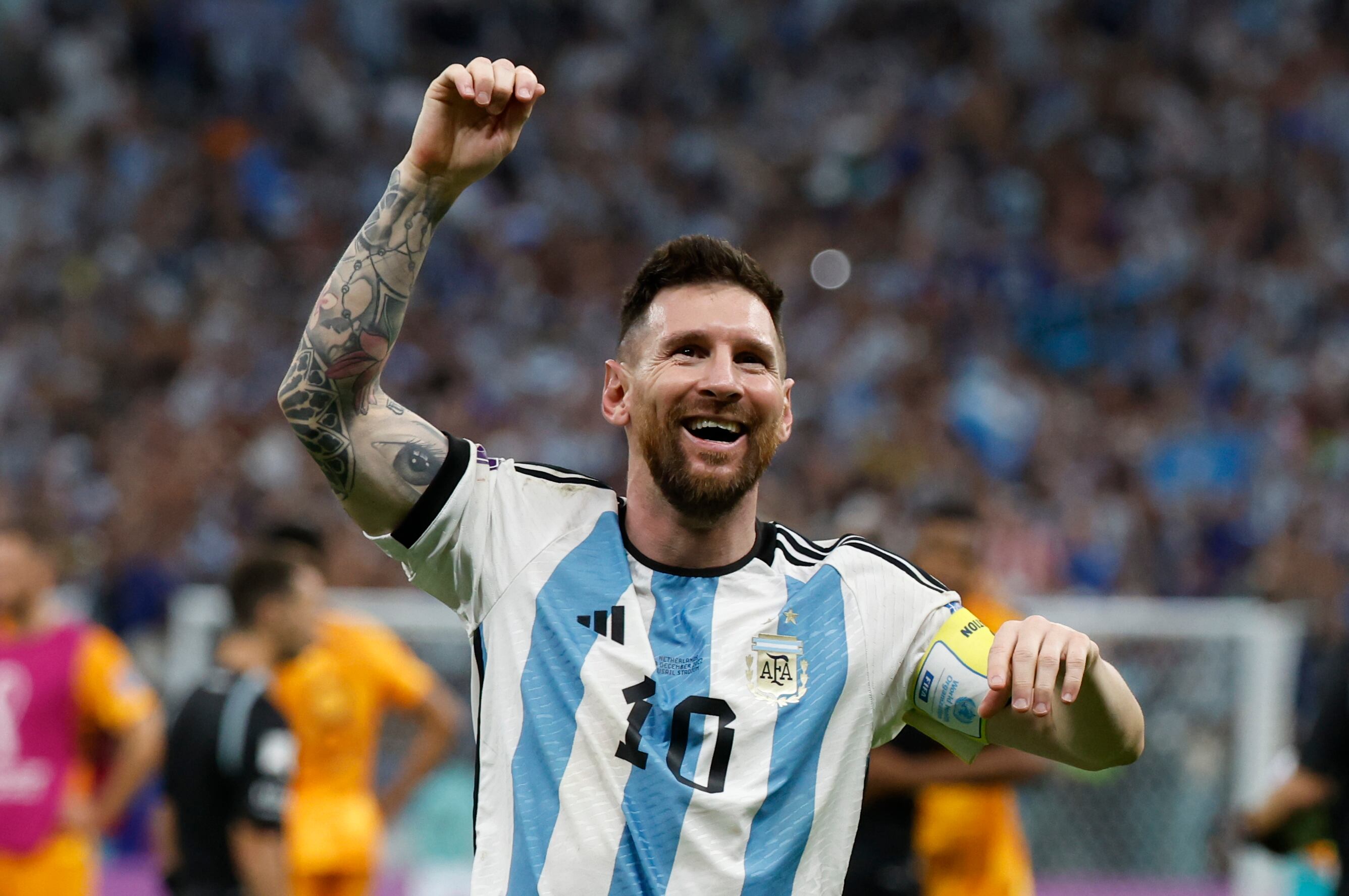 Lionel Messi celebra el pase de Argentina a semifinales