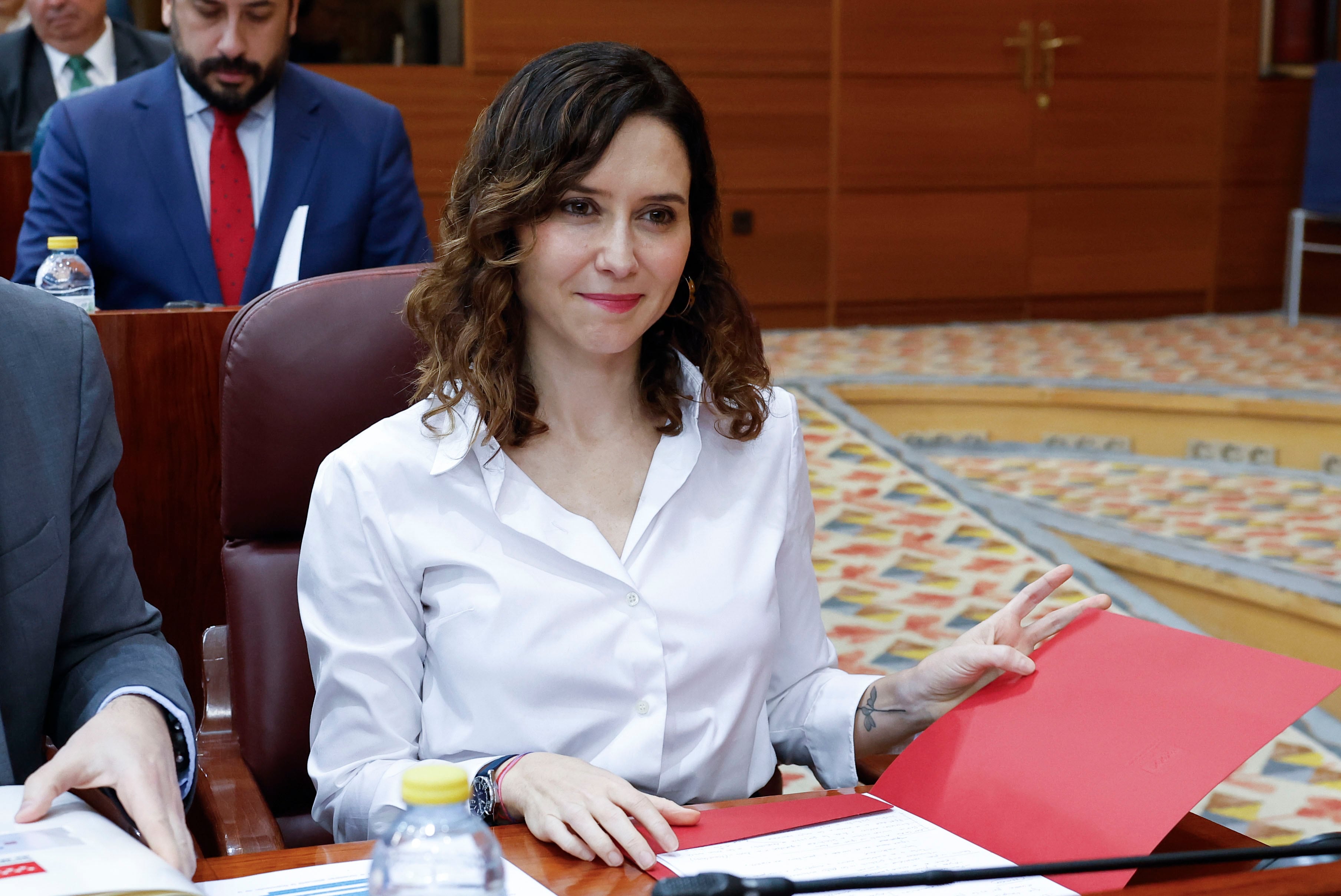 La presidenta de la Comunidad de Madrid, Isabel Díaz Ayuso, durante la Asamblea de Madrid, este jueves