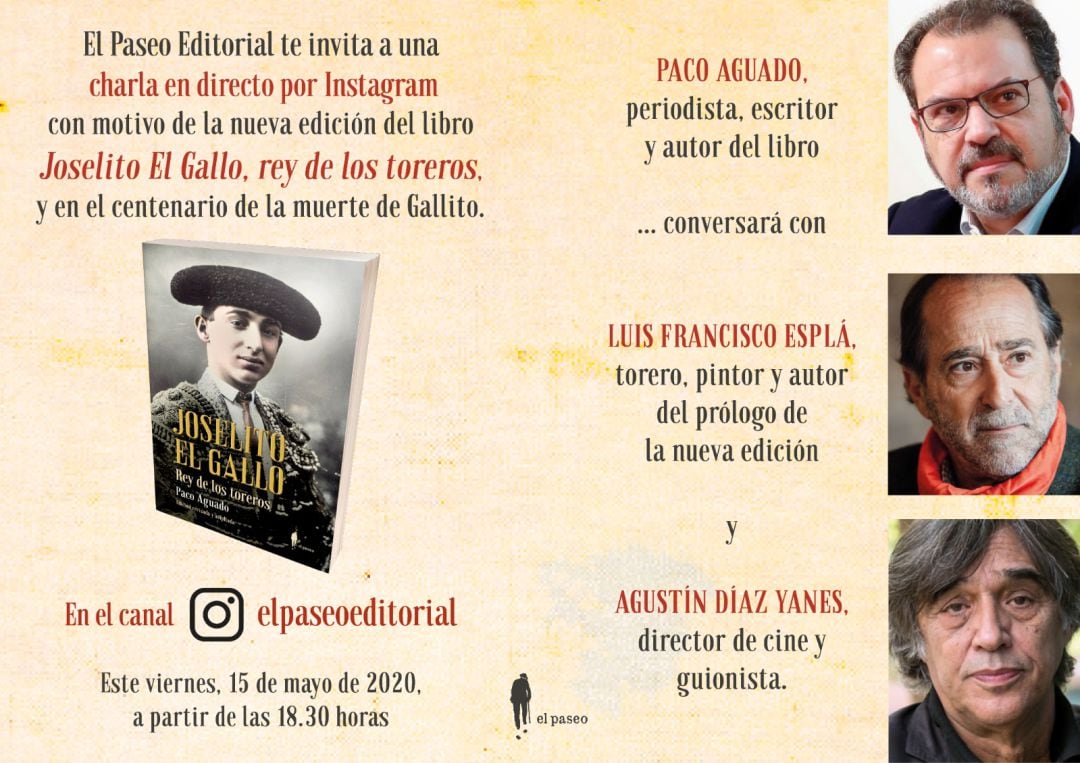 Cartel de la charla organizada por El Paseo Editorial en Instagram