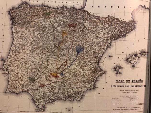 Mapa de cañadas reales de España.