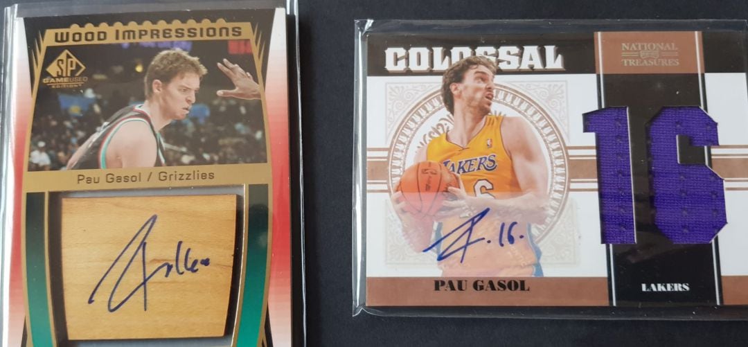 Muchas tarjetas cuentan con firmas reales o material deportivo utilizado por estrellas como Pau Gasol