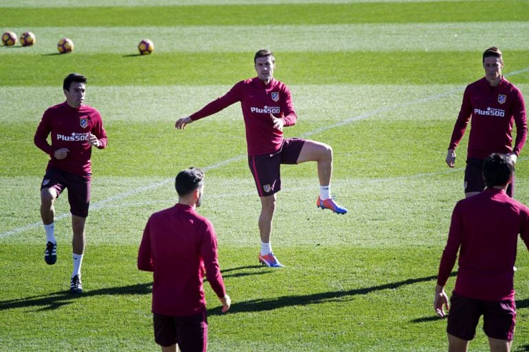 Los jugadores del tleti preparando el derbi del sábado