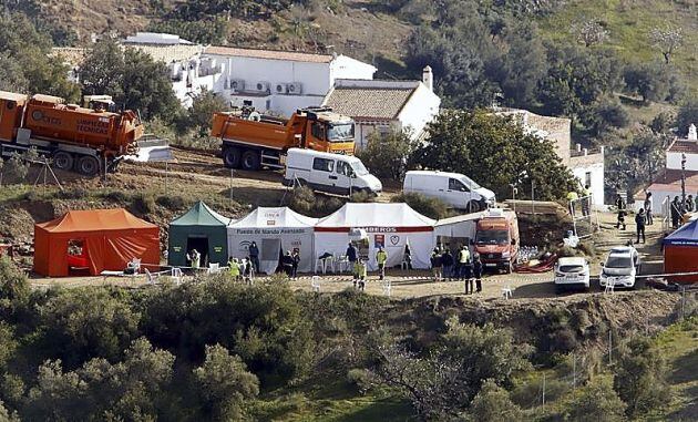 La finca donde se desarrolló el dispositivo de rescate en Totalán (Málaga)