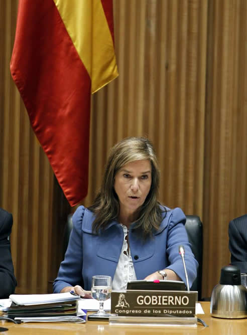 La ministra de Sanidad, Ana Mato, durante su primera comparecencia en comisión en el Congreso de los Diputados