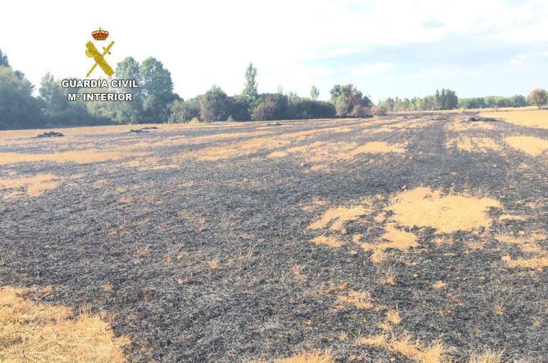 Explanada afectada por el incendio en Saelices del Río