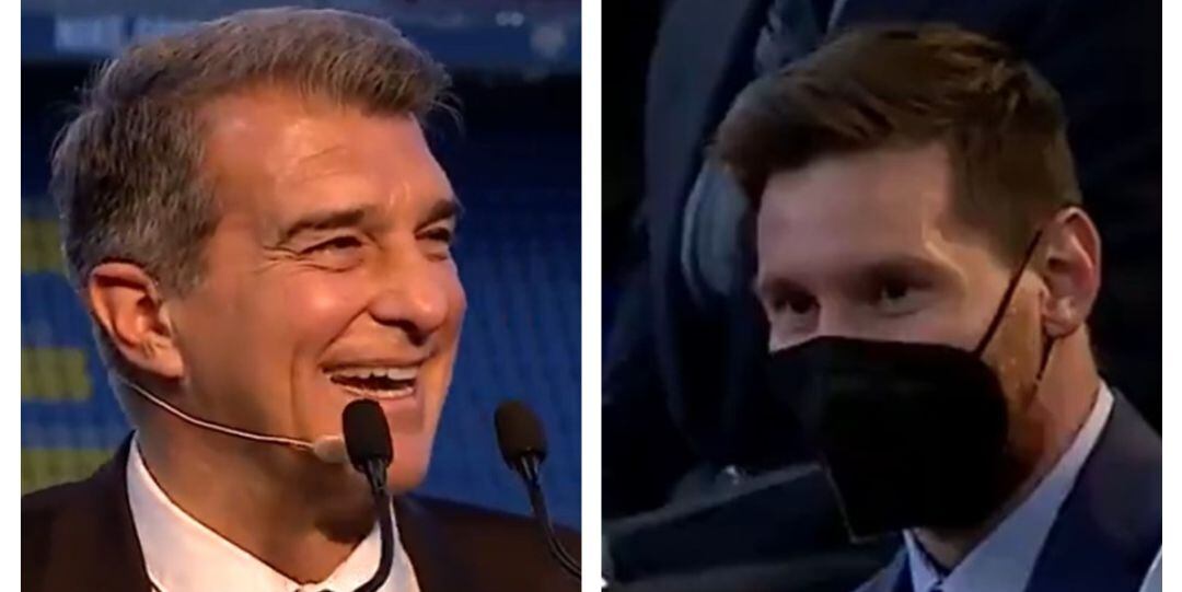 Joan Laporta y Leo Messi, durante la investidura del presidente azulgrana