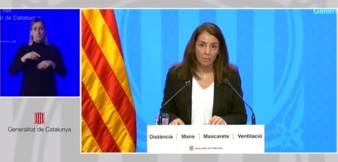 La consellera de Presidència y portaveudel Govern, Meritxell Budó, a la roda de premsa telemàtica