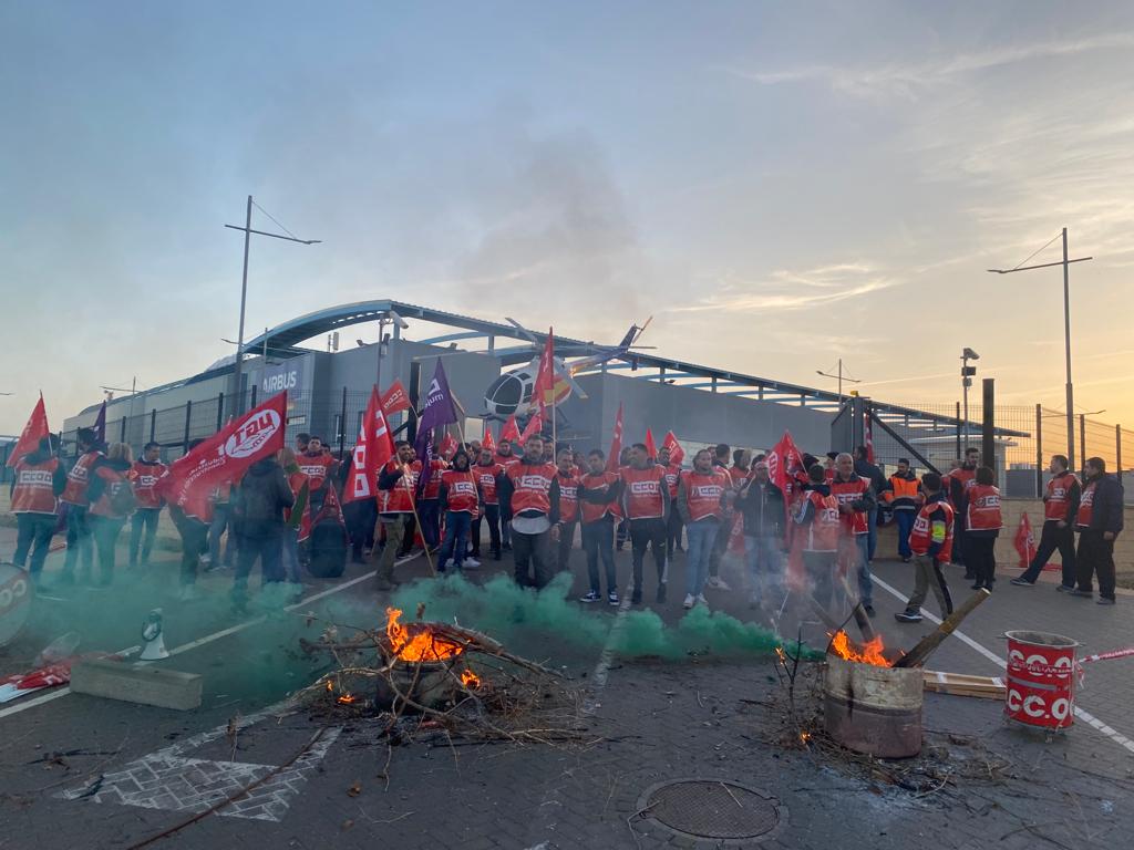 Protesta de los trabajadores de Airbus en Illescas (Toledo)