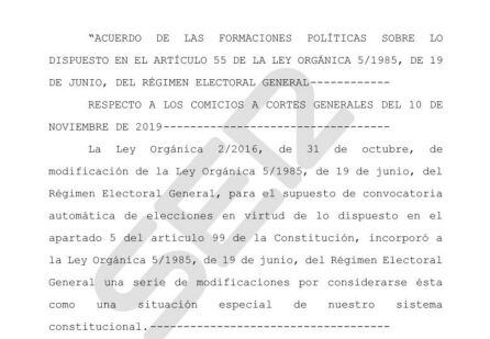 El documento en el que trabajaban los partidos y adelantado por la Cadena SER