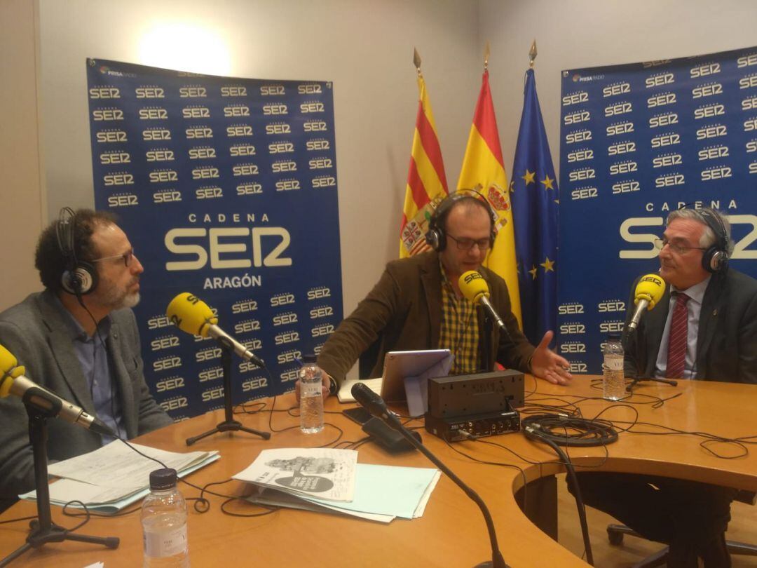 Con el director general de Desarrollo Rural, Jesús Nogués, y el consejero de Desarrollo Rural y Sostenibilidad, Joaquín Olona, desde Binéfar 