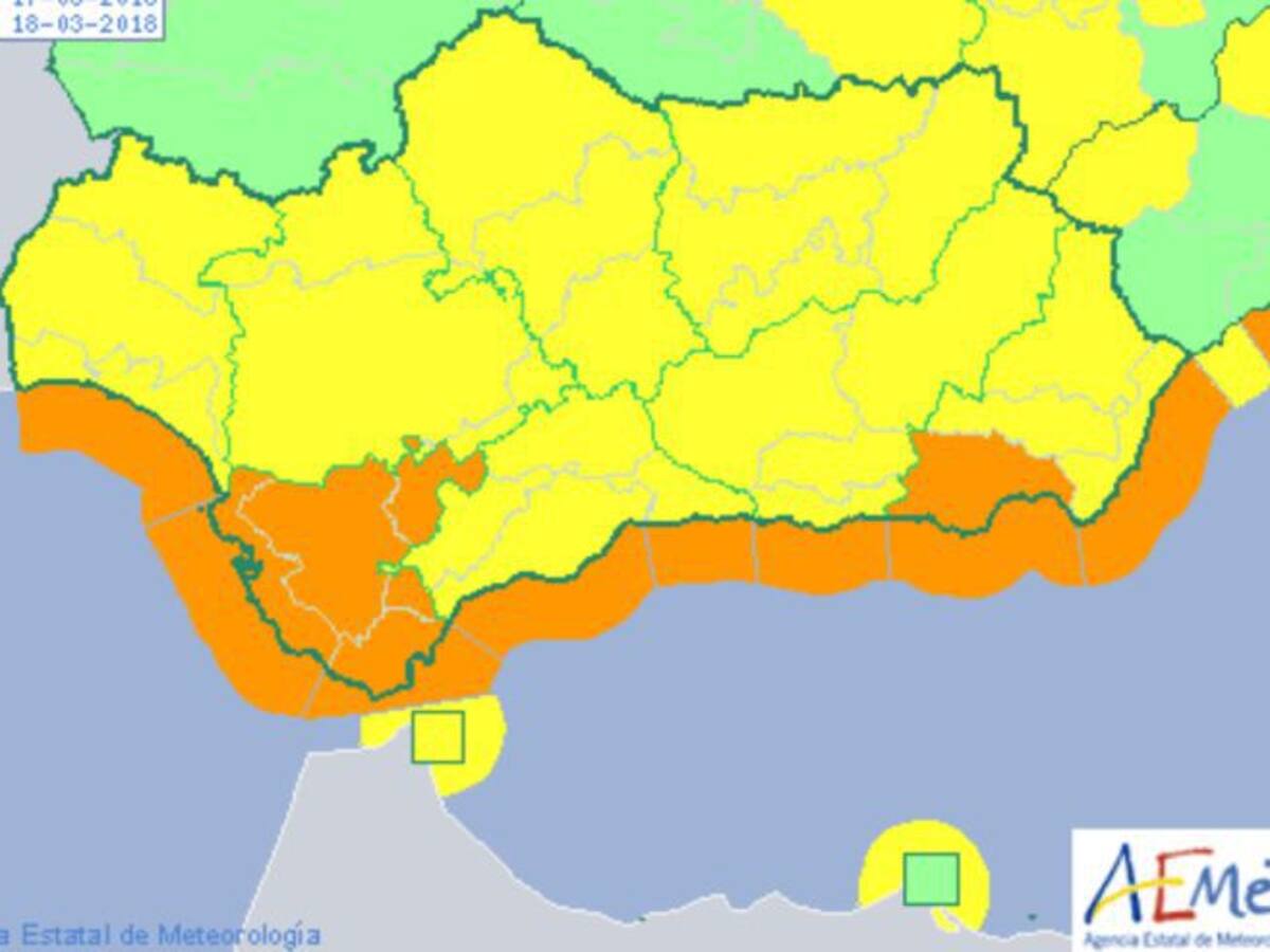 Avisos por lluvia y viento en toda Andalucía