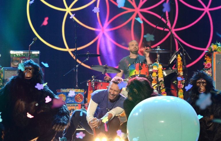 Chris Martin, de Coldplay, durante una actuación en Los Ángeles este noviembre.