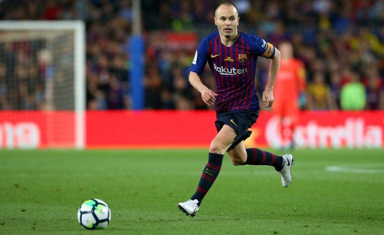 Andrés Iniesta, en su último partido con el Barcelona.