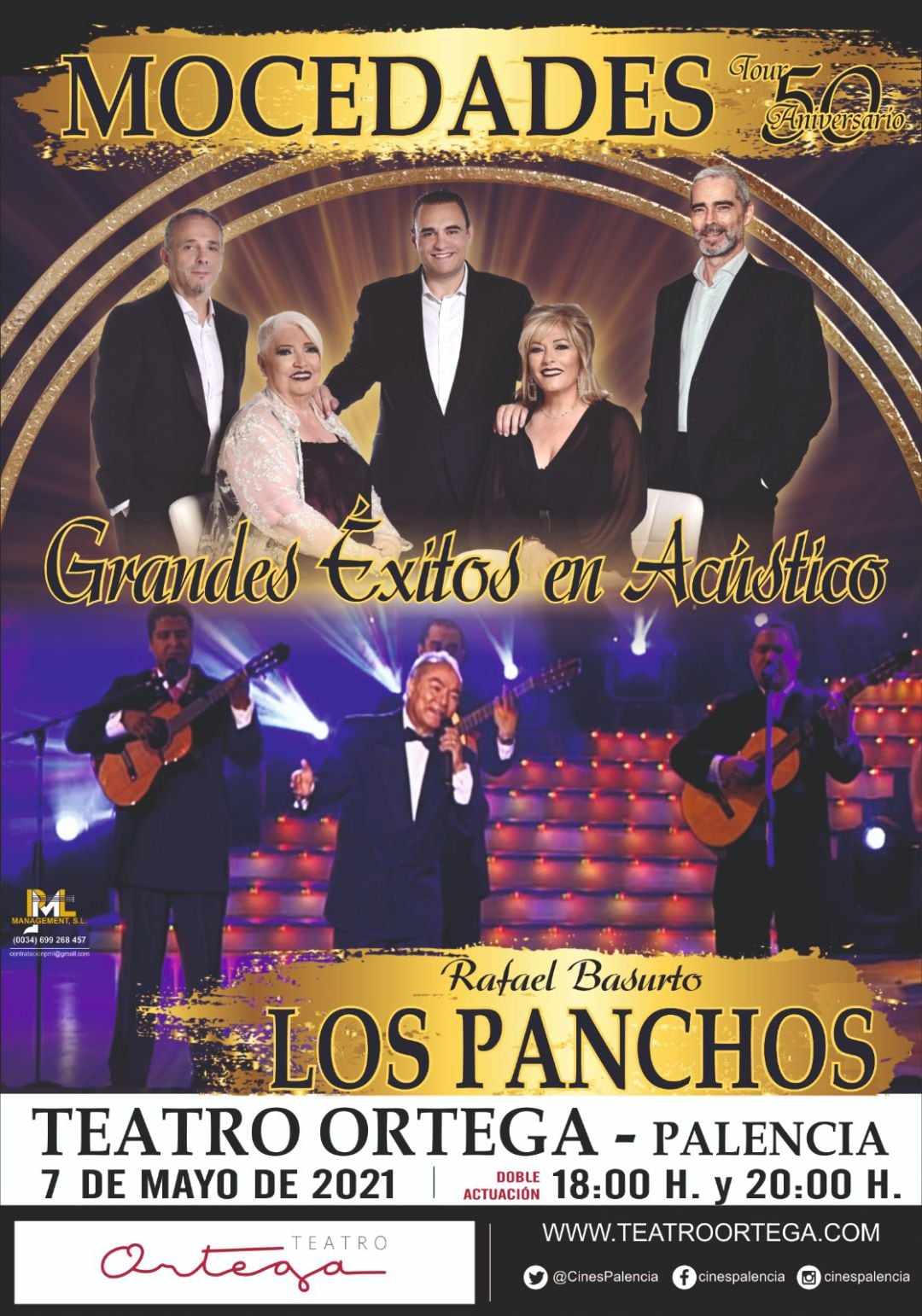 El Teatro Ortega trae el concierto de Mocedades y Los Panchos a Palencia el 7 de mayo