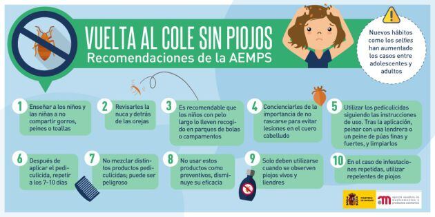 Estos son los consejos de la Aemps para una vuelta al cole sin piojos.