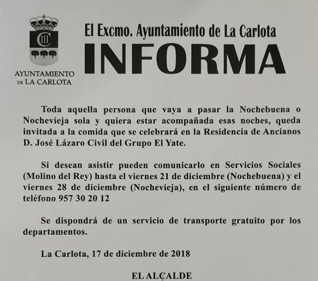 Anuncio del Ayuntamiento de La Carlota.