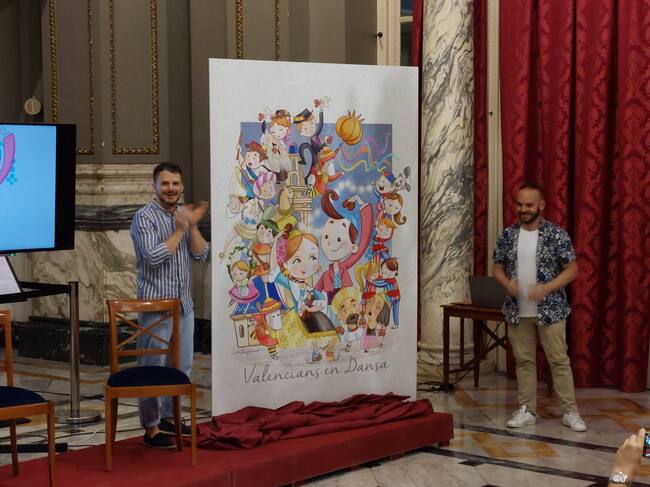 Así será la Falla municipal infantil para las #Fallas2023 de los artistas Ceballos y Sanabria."Valencians en dansa" con un presupuesto de 30.000 euros