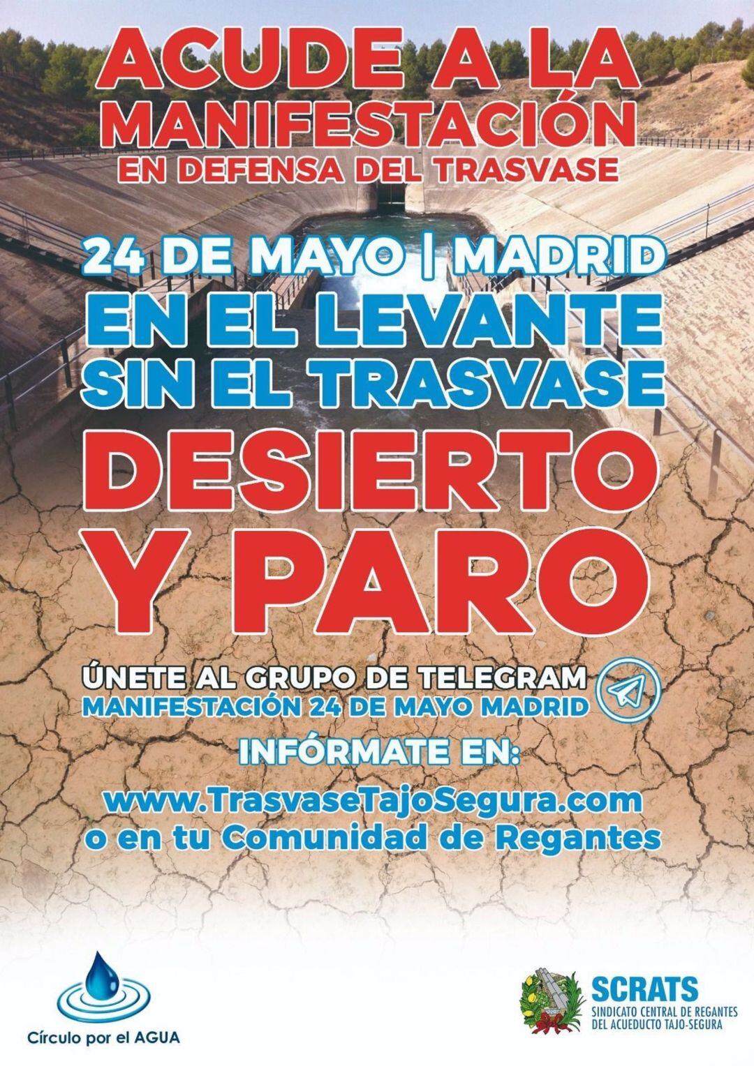 Cartel anunciador de la caravana de vehículos organizada para protestar en Madrid contra el recorte del trasvase Tajo-Segura