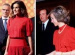 GRAF9968. MADRID, 19/12/2018.- La reina Letizia (i) ha presidido hoy la entrega de los V Premios Nacionales de la Industria de la Moda luciendo un vestido rojo que la reina Sofía utilizó el pasado 23 de abril de 1980, y que ha sido adaptado en los hombros. EFE/ARCHIVO/Ballesteros