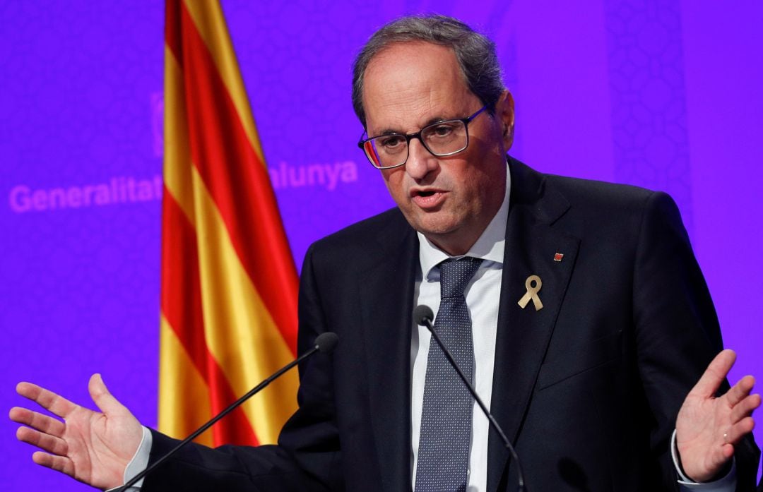 Quim Torra, durante una rueda de prensa. 