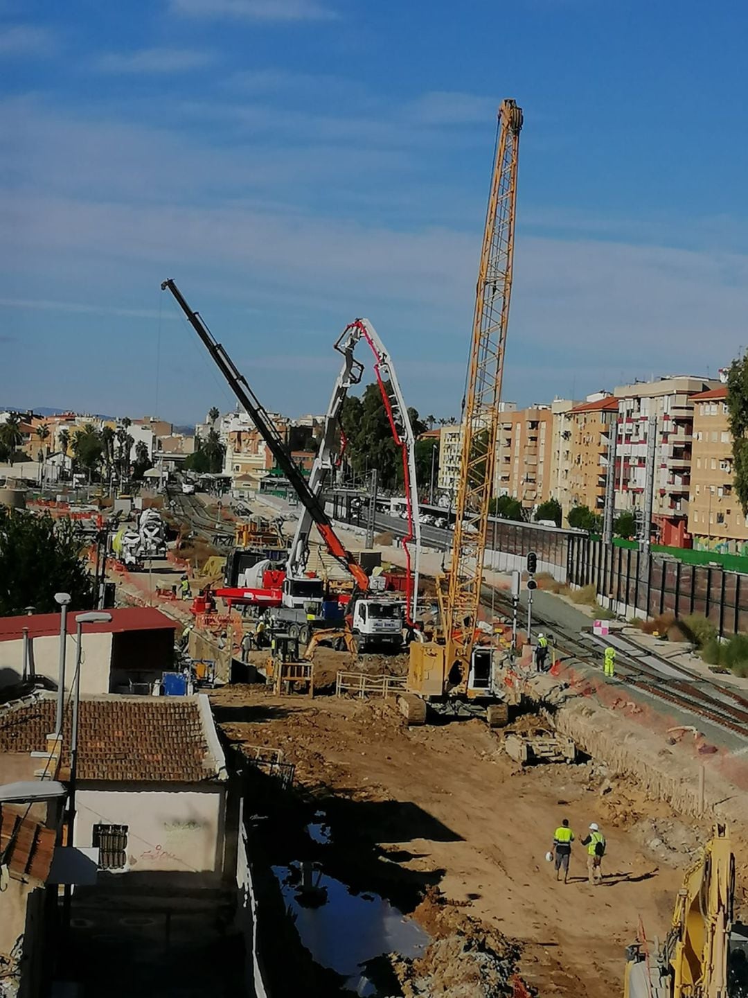 Obras de soterramiento de la alta velocidad en Murcia