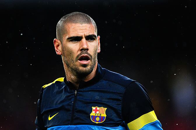 Valdés, durante un entrenamiento con el Barça